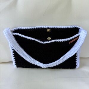 Handmade Black and White Crochet Bag
